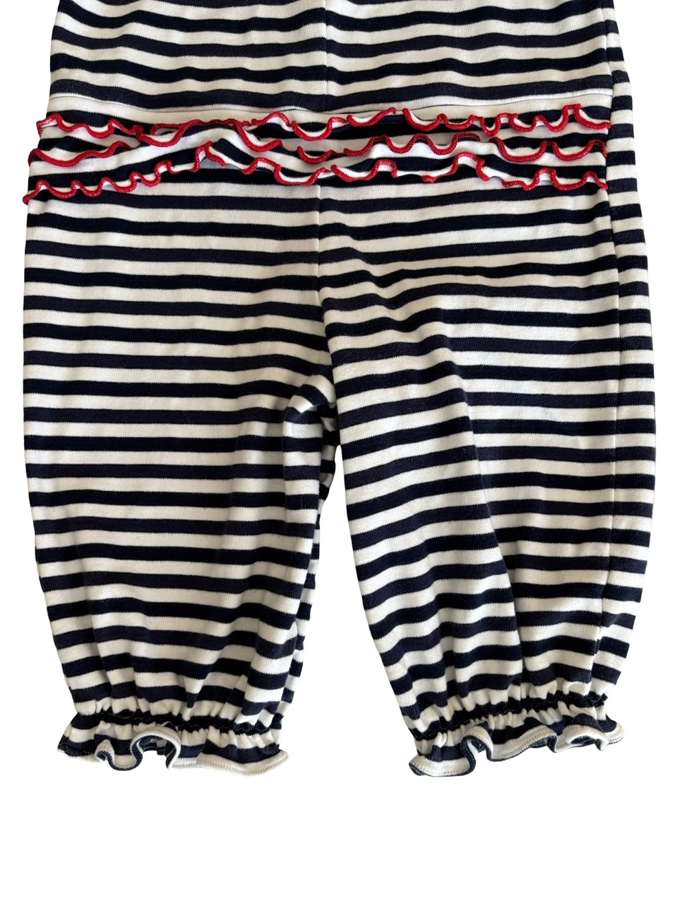 Zuccini 100% Cotton Navy Blue White Red Apple 🍎 Romper Ruffles - Picture 8 of 8